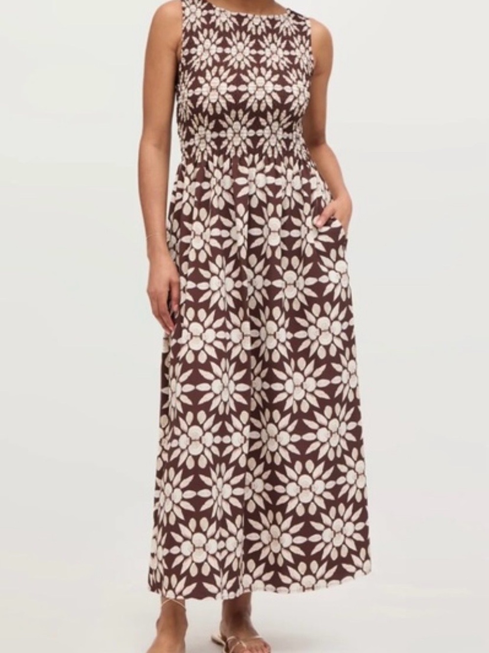 Hill House Brown Maxi Dress with Cream Floral Print - Picture 4 of 4